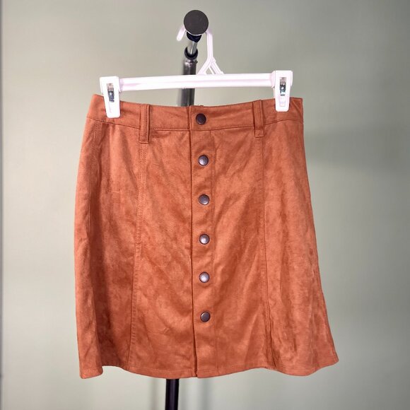 Mossimo Brown Button Down Synthetic Skirt - Size 2 - Picture 1 of 3